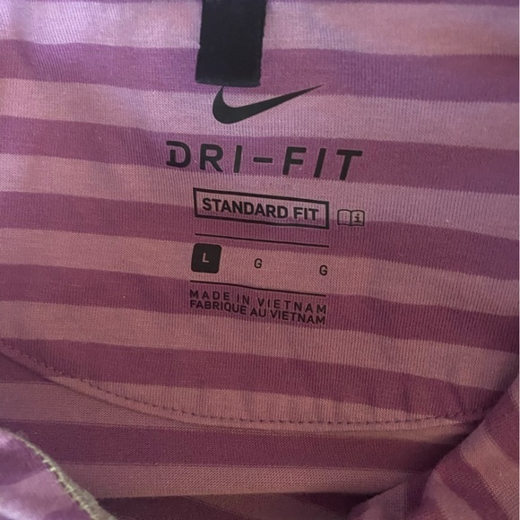 Nike Dri Fit Purple Striped With Collar Polo Style Shirt Size Large - Picture 7 of 8